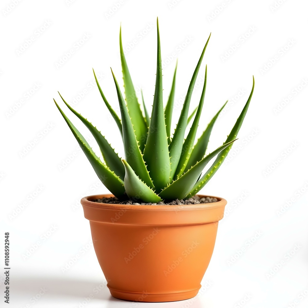 Aloe vera plant in a pot isolated on white background Aloe vera plant in a pot isolated on white background