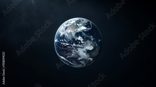 Global Financial Data Visualization with Futuristic Elements and Illuminated Earth with Futuristic Connections photo