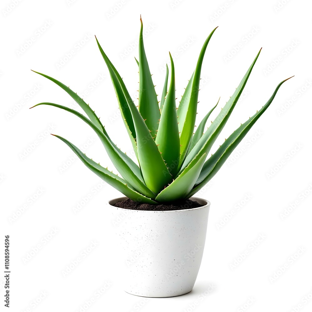 Aloe vera plant in a pot isolated on white background Aloe vera plant in a pot isolated on white background