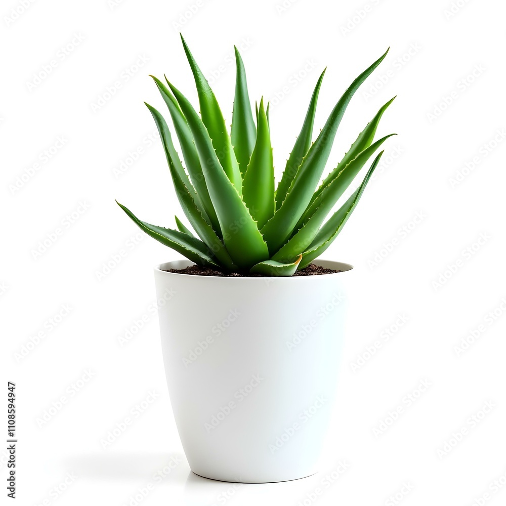 Aloe vera plant in a pot isolated on white background Aloe vera plant in a pot isolated on white background