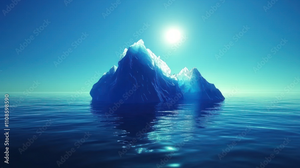 Majestic Iceberg Floats in Calm Ocean Waters Under Bright Sun