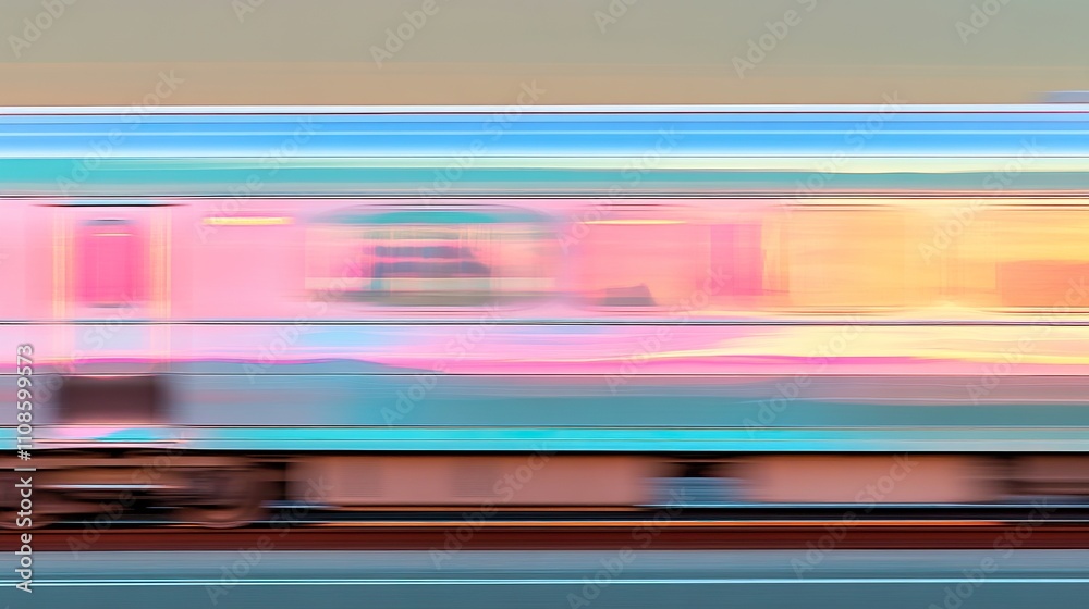 Abstract Motion Blur Of A Pink Train Passing By