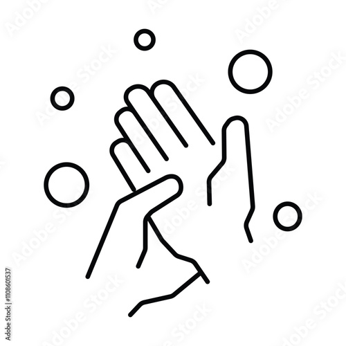 Disease prevention protect icon vector. Healthcare wash hands with rinse water, tap, soap safety icons.