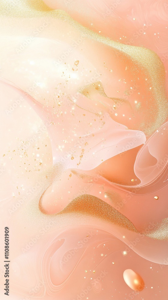 Fototapeta premium Abstract Peach and Gold Marble Texture Background Elegant Swirls, Glitter, and Shimmer for Luxury Design