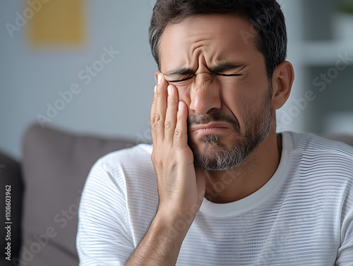 A man suffers from toothache photo