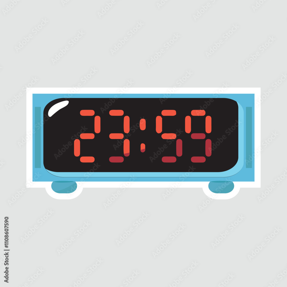 Digital Clock Showing 23:59 Vector Illustration Sticker - One Minute to Midnight Digital Clock Showing 23:59 Vector Illustration Sticker - One Minute to Midnight