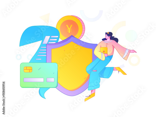 Online shopping payment security character flat vector concept operation hand drawn illustration
