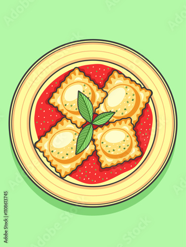 Ravioli. Italian pasta, traditional cuisine
