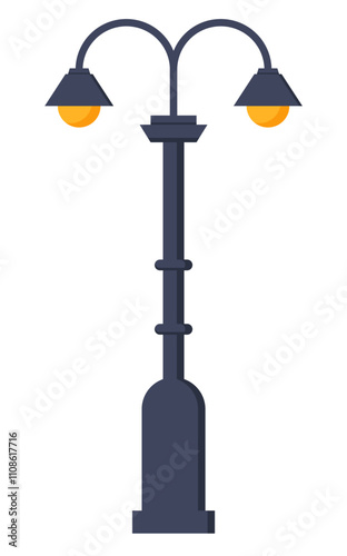 Vintage street light circle lamp flat illustration clipart 