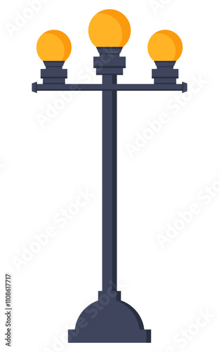 Street light vintage style lamp old clipart flat illustration 