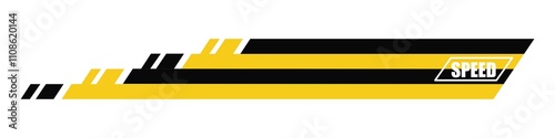 Free Download Sport car decal stripes. Speed lines, racing tuning strips and car sticker vector set. Yellow vehicle marking elements for transport modifying isolated on black. - GFXLoad