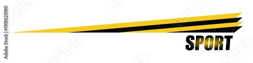 Sport car decal stripes. Speed lines, racing tuning strips and car sticker vector set. Yellow vehicle marking elements for transport modifying isolated on black.