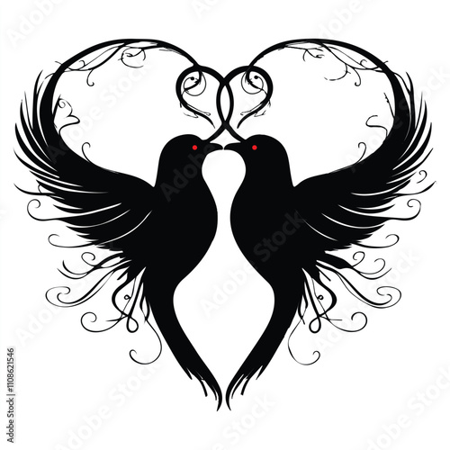 "Romantic Lovebird Illustration - Valentine's Day Design Element"