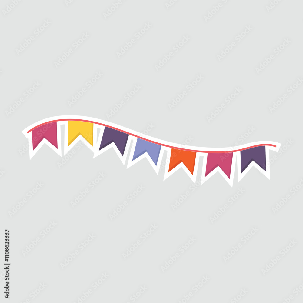 Fototapeta premium Colorful Decoration Pennant Flags - Festive Party Decoration Sticker