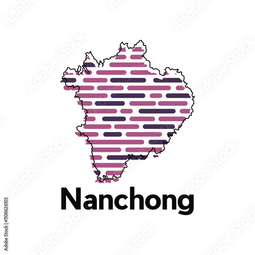 Map of Nanchong City, map technology with outline style modern vector design template, China map suitable for your company photo