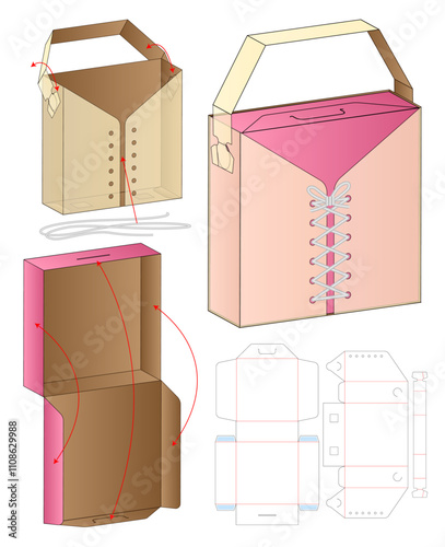 Box packaging die cut template design. 3d mock-up