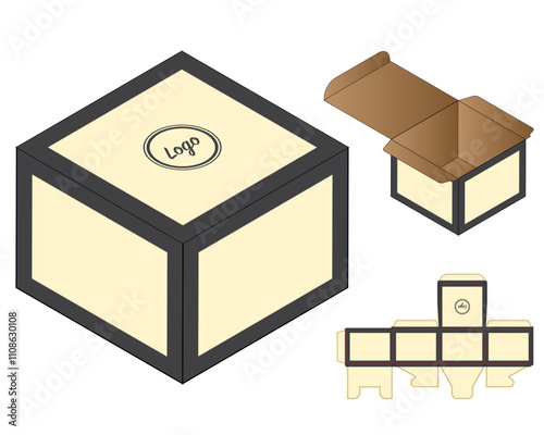 Box packaging die cut template design. 3d mock-up