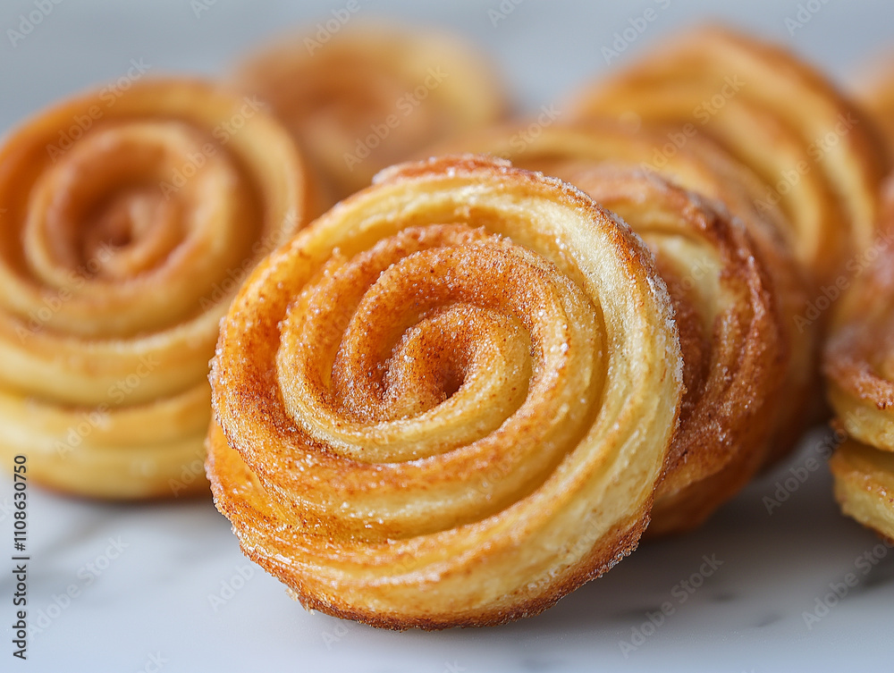 Fototapeta premium A close up of a cinnamon roll with sugar sprinkled on top