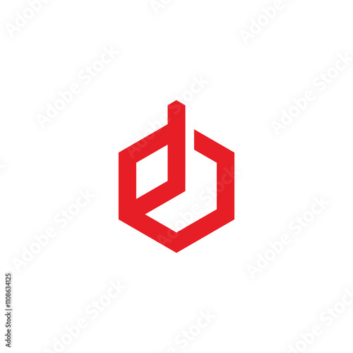 letter od hexagonal 3d flat simple geometric logo vector