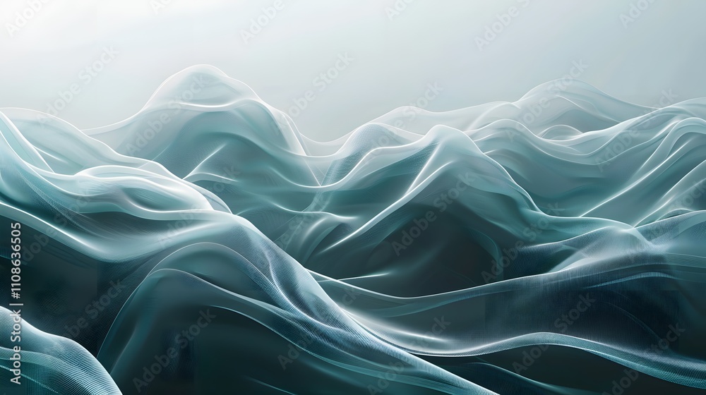 Obraz premium Abstract Teal Wave Landscape Digital Art