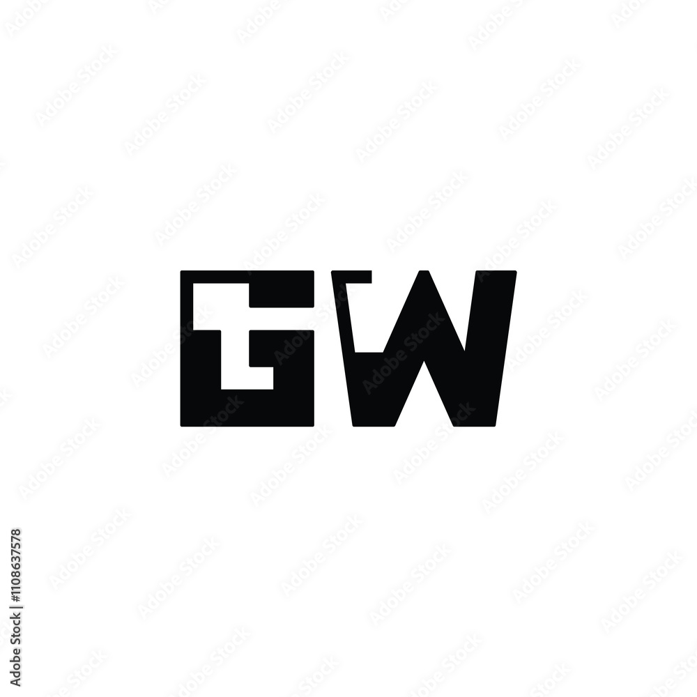 Obraz premium GW monogram logo design letter text name symbol monochrome logotype alphabet character simple logo