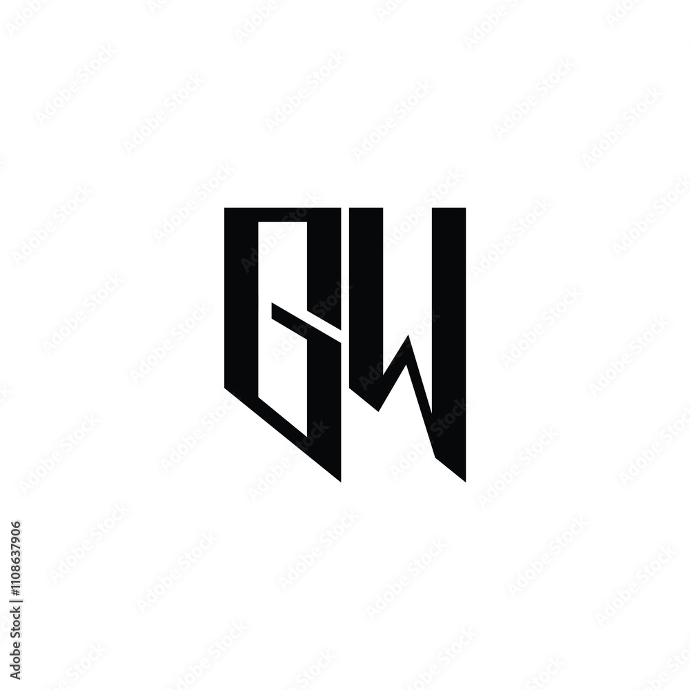 Obraz premium GW monogram logo design letter text name symbol monochrome logotype alphabet character simple logo