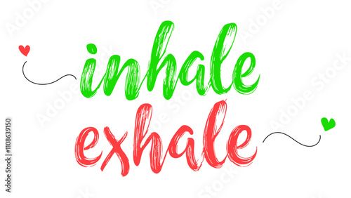 Inhale and exhale typography, breathe training text