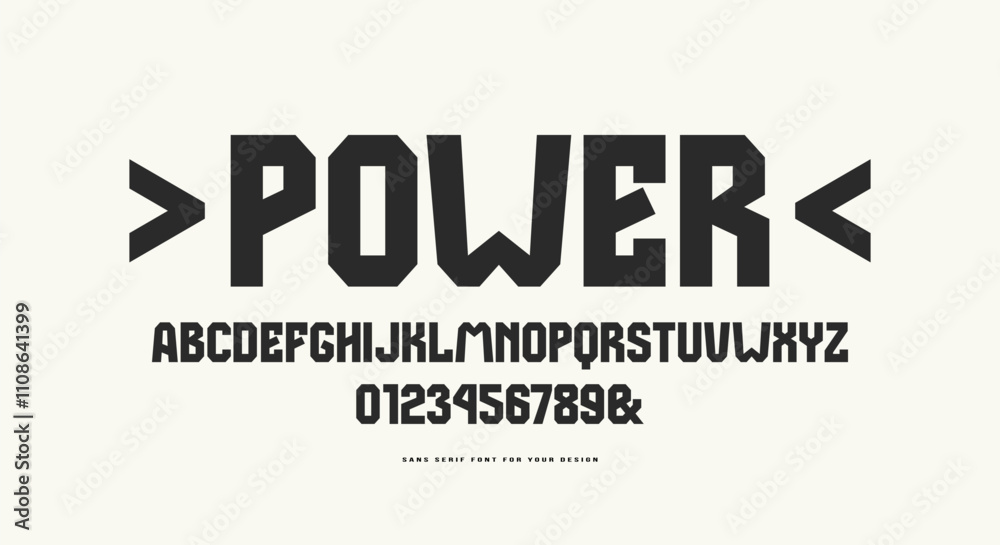 Obraz premium Bold face sans serif font in the sport style. Letters and numbers for logo and emblem design. Black print on white background