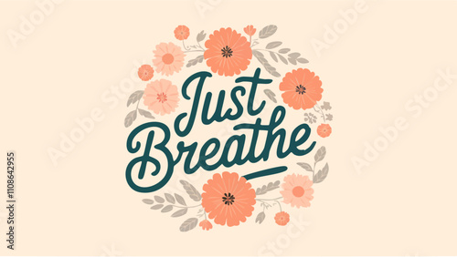 Just breathe handwriting vector 