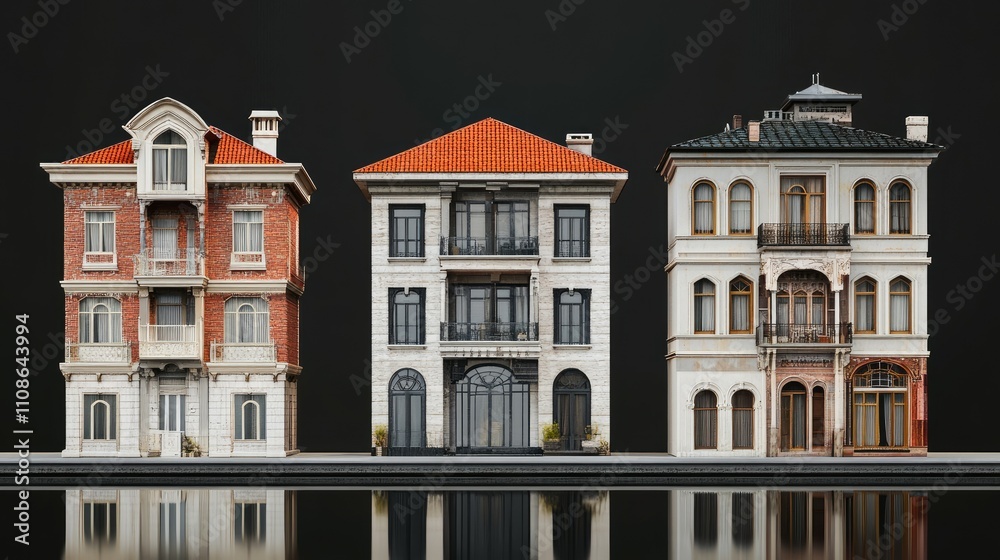 Fototapeta premium images of different architectural styles 3 dimension