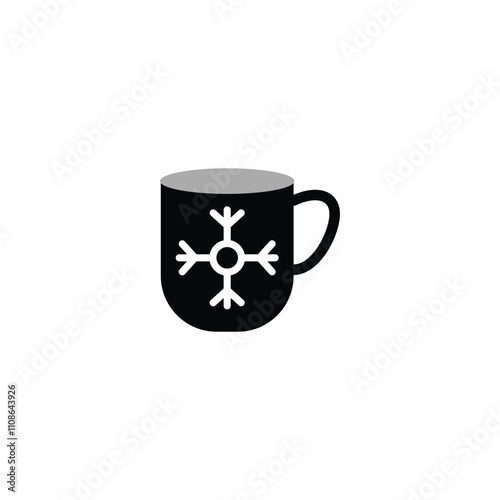 Christmas Mug Vector Icon, Christmas holiday coffee mug. Cocoa with marshmallows, winter warming drinks and hot espresso cup. Xmas hot chocolate mugs or winter