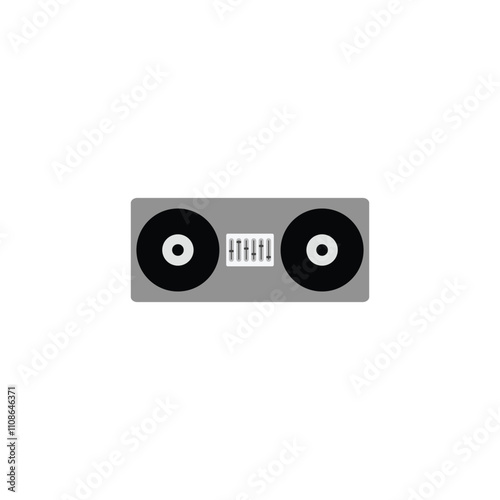 DJ Generic Circular icon, DJ Music Black Vector Line Icon on white background