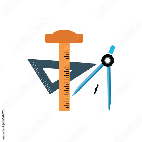 Engineering Tools Stock Vector on white background.