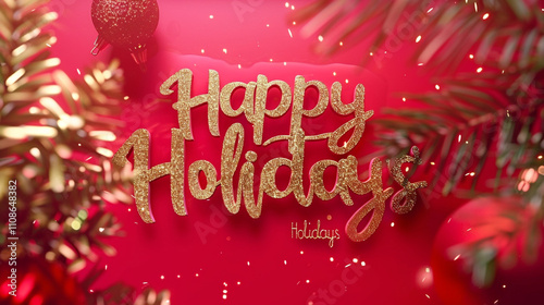 A festive Happy Holidays message in bold white text