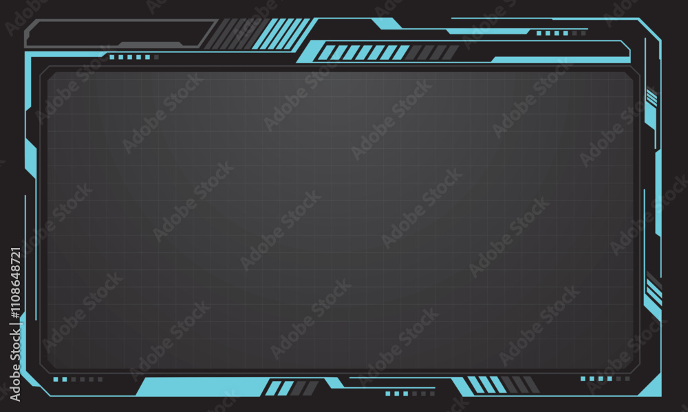 HUD frames blue grey user interface elements design modern technology futuristic control panel screen digital hologram window gaming menu touching cyber monitor set on black background vector