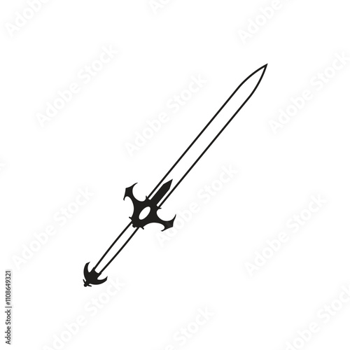 Sword or blade line art vector icon for games and website