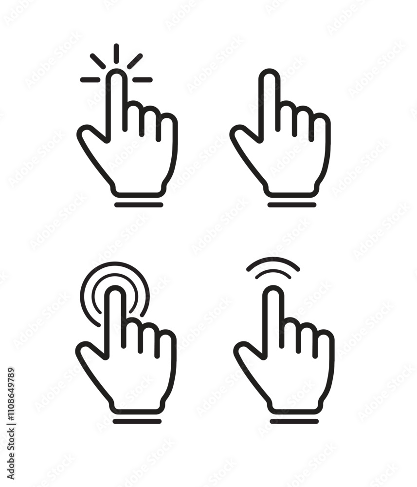 Fototapeta premium Hand click icons set. Vector illustration stock illustration