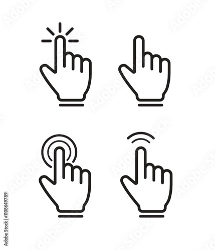 Hand click icons set. Vector illustration stock illustration