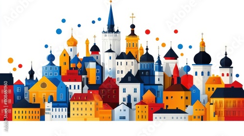 Wallpaper Mural Colorful Minimalist Silhouette of Tallinn Cityscape Torontodigital.ca