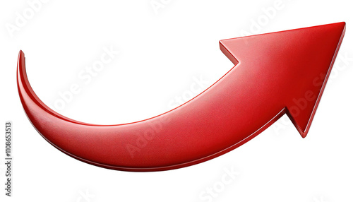 Right-pointing curved red arrow isolated on transparent background PNG