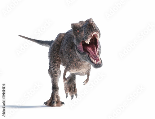Dinosaur exhibits dynamic movement in a natural pose