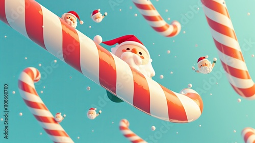 Cute Candy Cane Characters Christmas Hats