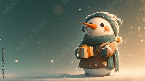Joyful Snowman Character Childlike Charm