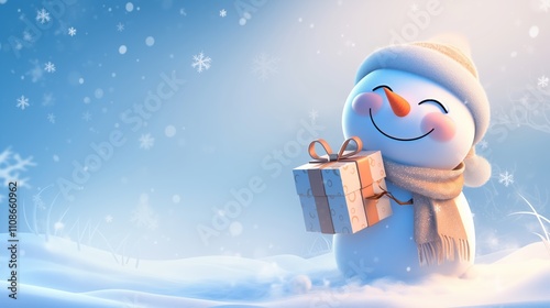 Joyful Snowman Character Frosty Scene