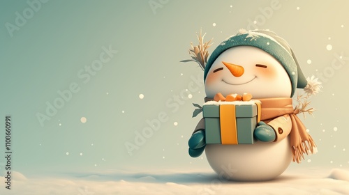 Joyful Snowman Character Happy Holiday