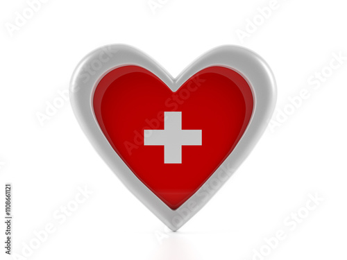 Heart shaped Switzerland flag