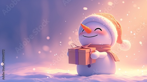 Playful Snowman Character Winter Magic