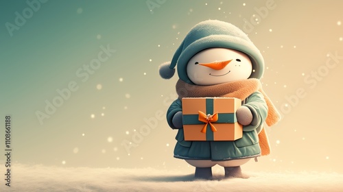 Adorable Snowman Character Digital Art