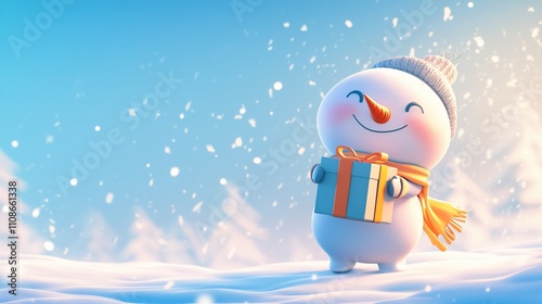 Cute Snowman Character Carrot Nose