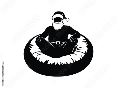 Summer Santa Claus on Inflatable Float Silhouettes - Fun Christmas Design photo